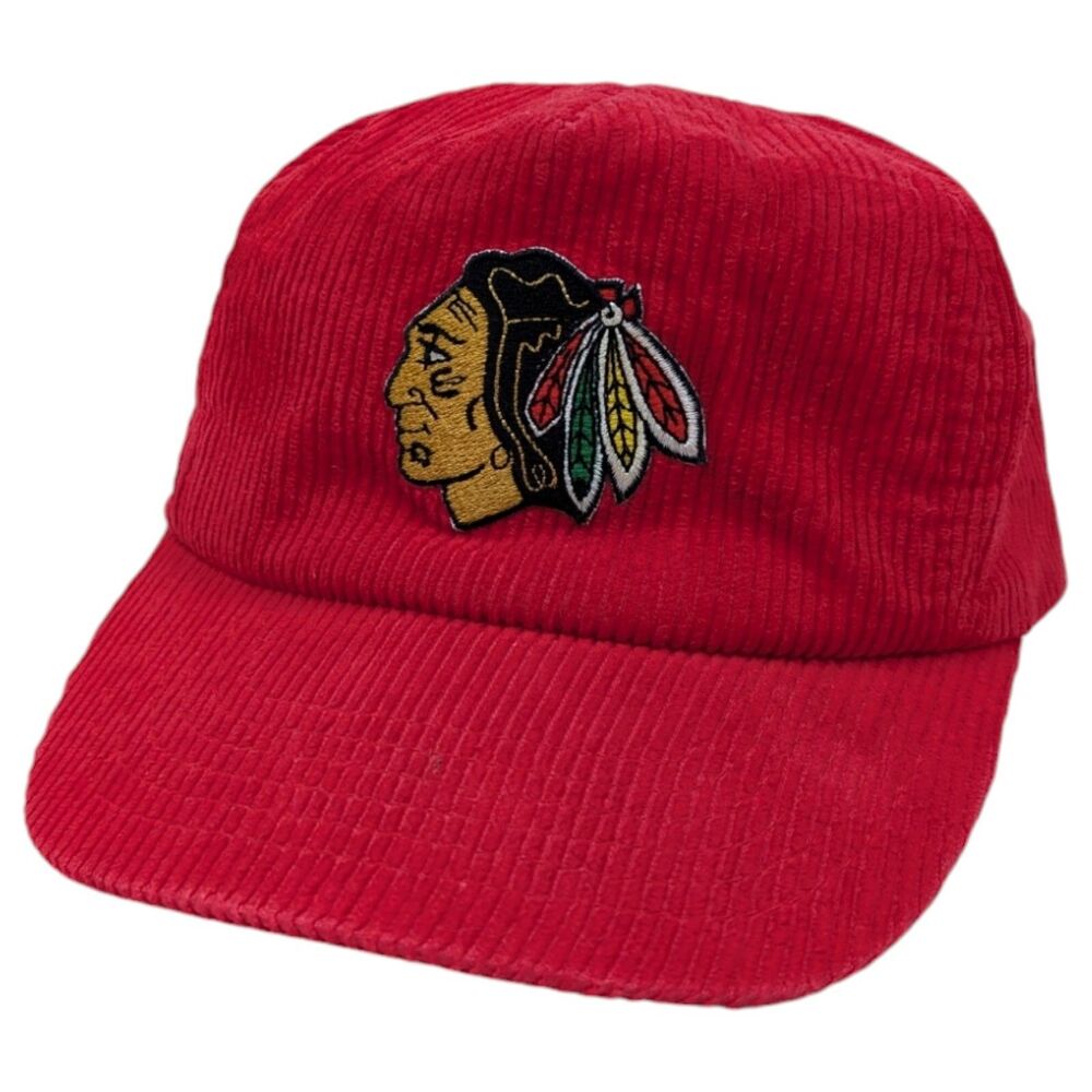 Chicago Blackhawks Corduroy Snapback Hat Red NHL Hockey Cap